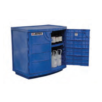 <p>
	Justrite Undercounter Polyethylene Cabinet, Royal Blue, 2 manual doors</p>

