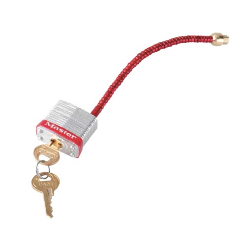 <ul>
	<li>
		Multiple circuit breaker lock-out padlock with 12.7 cm flexible steel cable</li>
	<li>
		Width: 28mm</li>
	<li>
		Length: 42mm</li>
	<li>
		Depth: 19mm</li>
</ul>
