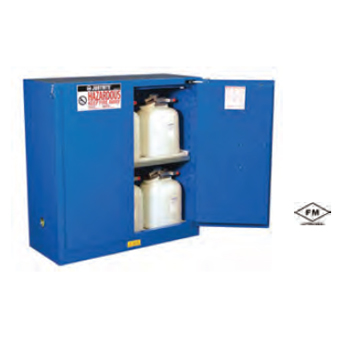 <p>
	Justrite 30gal Hazardous Safety Cabinet, Royal Blue, 2 self-close doors<br />
	 </p>
