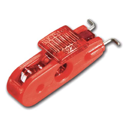 <ul>
	<li>
		Miniature circuit breaker lock-out for wide toggles - Red tab -Toggle openings +11 mm</li>
	<li>
		Width: 5mm</li>
	<li>
		Length: 11mm</li>
	<li>
		Depth: 1mm</li>
</ul>
