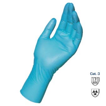 <ul>
	<li>
		Material: Nitrile</li>
	<li>
		Length (inches): 10</li>
	<li>
		Thickness (inches): 0.004</li>
	<li>
		Wrist: -</li>
	<li>
		Colour/Color: Blue</li>
	<li>
		Interior finish: Chlorinated</li>
	<li>
		Exterior finish: Smooth with pebbled fingertips</li>
	<li>
		Size / EAN: 6 7 8 9</li>
	<li>
		Packaging: 100 gloves/box - 1000 gloves/carton</li>
</ul>
