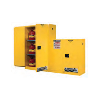 <p>
	Justrite 30gal Flammable Safety Cabinet, Yellow, 2 manual doors<br />
	 </p>
